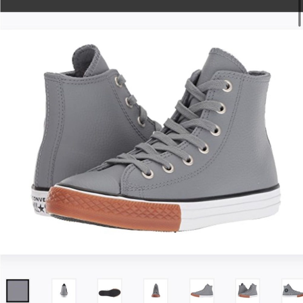 Converse Chuck‎ Taylor All Star High Top Grey Pebbled Leather youth 6 Sneakers